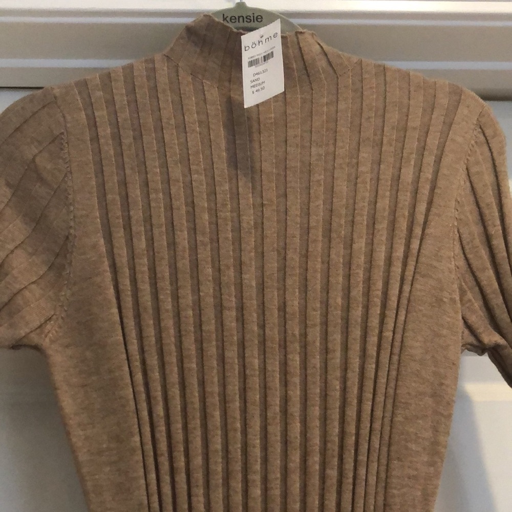 Bohme. NWT. Ribbed mock neck Midi dress. Sand color. Medium size